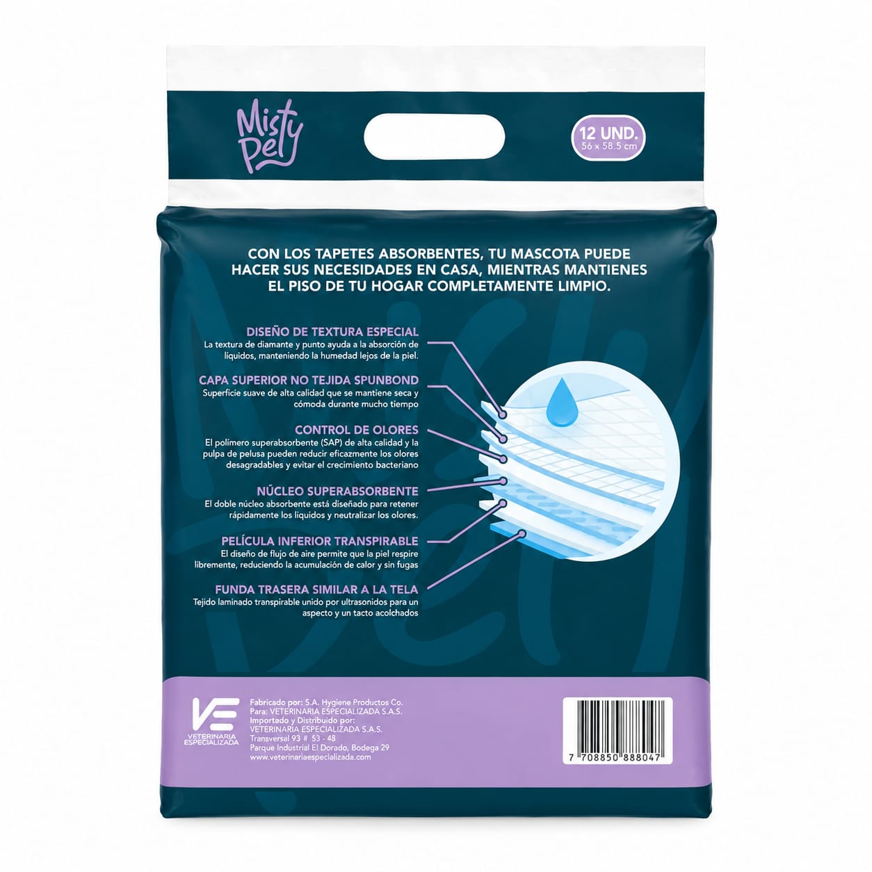 Tapetes absorbentes para mascotas Misty Pet 12 unidades